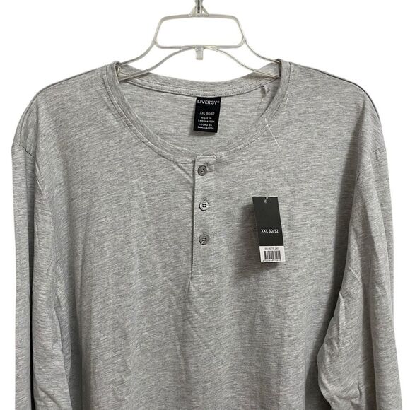 NWT Livergy Long Sleeves Henley Shirt Men's Size XXL Grey Pullover Casual Soft - Picture 3 of 13